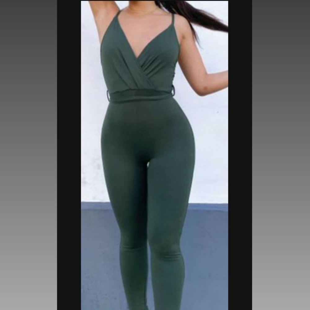 Forever 21 tie waist jumpsuit in black